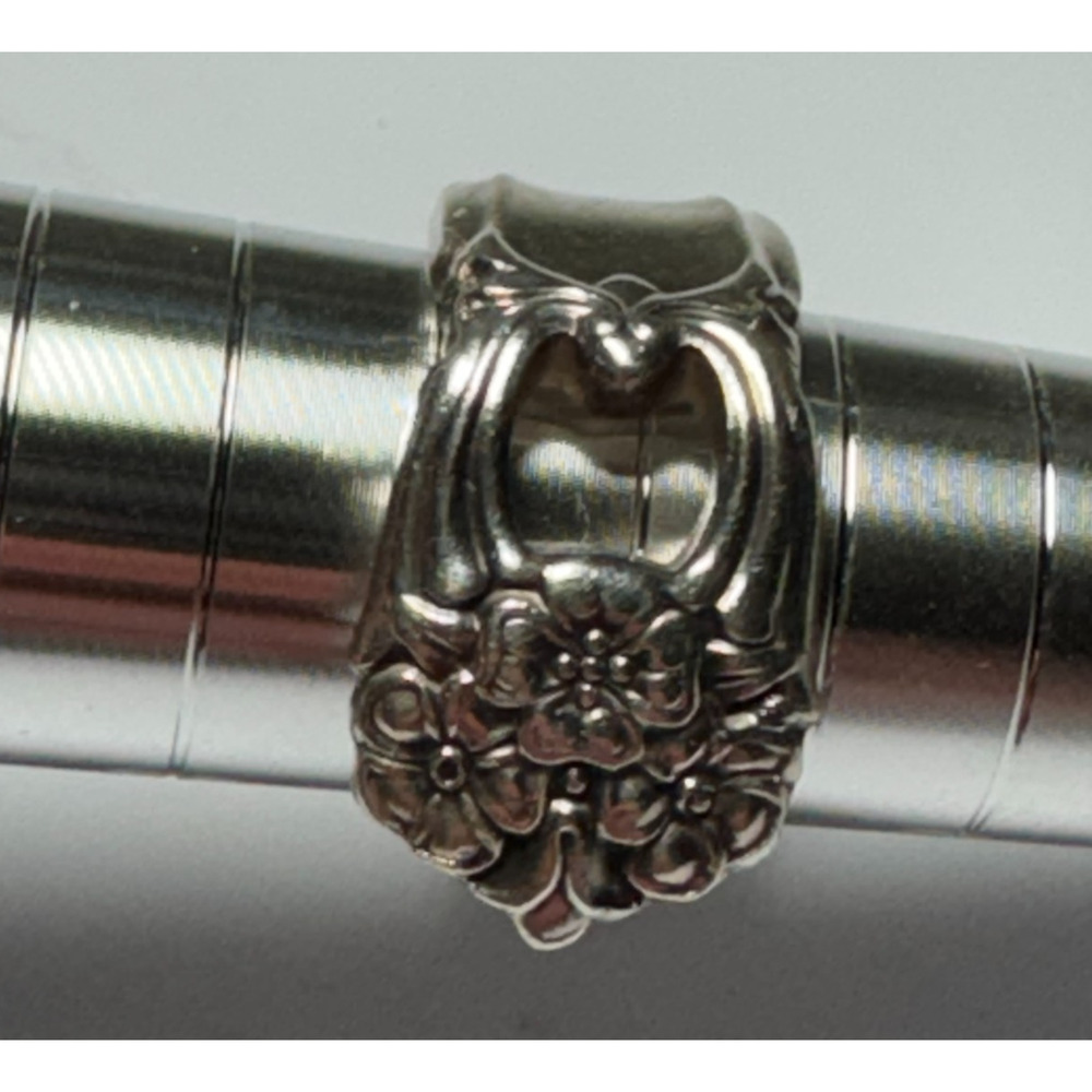Eternally Yours Silver Plate Spoon Ring Size 7 Vintage Floral Pattern Jewelry